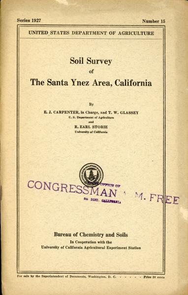 Soil Survey Of The Santa Ynez Area, California. E. J. CARPENTER
