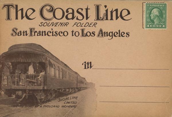 Folding Post Card. The Coast Line Souvenir Folder San Francisco To Los Angeles ANONYMOUS