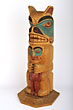 Northwest Coast Haisla [Northern Kwakiutl] Indian Hand Carved Large Yellow Cedar Totem Pole. ROBERTSON, HENRY [GA-BA-BAAWK/TEN RAVENS].