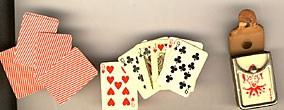 Complete Deck Of 54 Miniature Playing Cards Measuring 1 1/8" X 5/8" (2.2 X 3 Cm). 