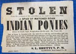 Stolen From The Enclosure Of The Subscriber, On The Night Of July 25th, 1856, A Span Of Matched Roan Indian Ponies BRETTUN, P. M., S. L.