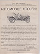 1908 Model H Studebaker Roadster Stolen! Pictorial Broadside O'BRIEN, P. D. [CAPTAIN COMMANDING DETECTIVE BUREAU]