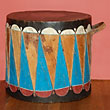 Cochiti Pueblo Painted Drum With Beater SANTIAGO HERRERA