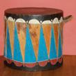 Cochiti Pueblo Painted Drum With Beater SANTIAGO HERRERA