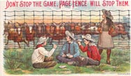 Don't Stop The Game, Page Fence Will Stop Them Page Woven Wire Fence Co., Adrian, Michigan