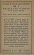 Some Recollections Of A Western Ranchman, New Mexico 1883-1889. WILLIAM FRENCH