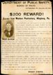 Reward Poster For An Escape From Western Penitentiary, Allegheny, Pa O'MARA, ROGER [ASSISTANT SUPERINTENDENT OF POLICE]