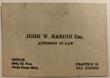 Original Business Card Of John Wesley Hardin 